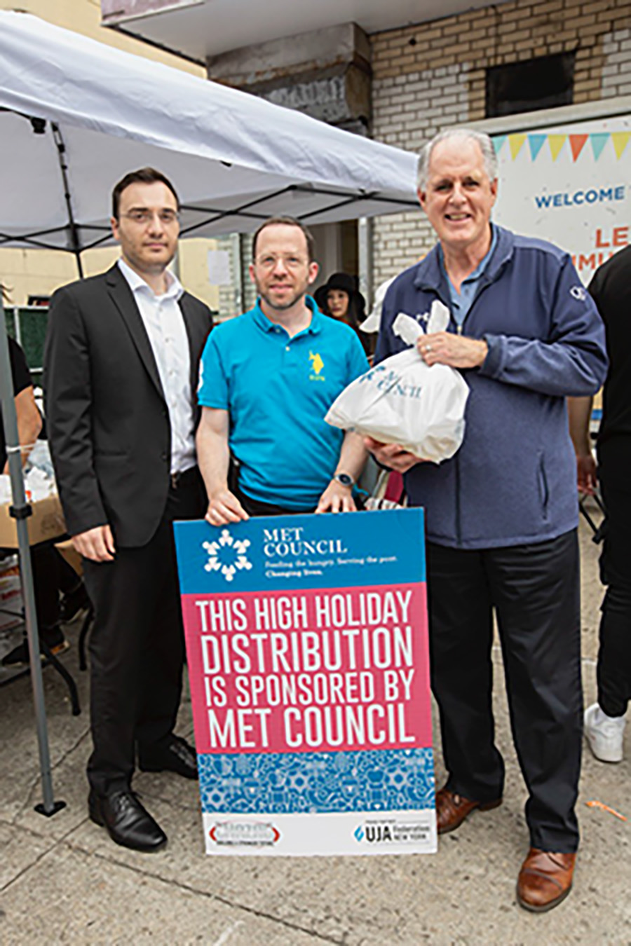 Avi Spitzer of Met Council is joined CM James Gennaro and Adam Suionov, his District Director.